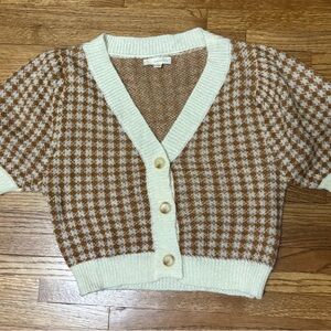 Elegant Brown and Cream Women's Cardigan